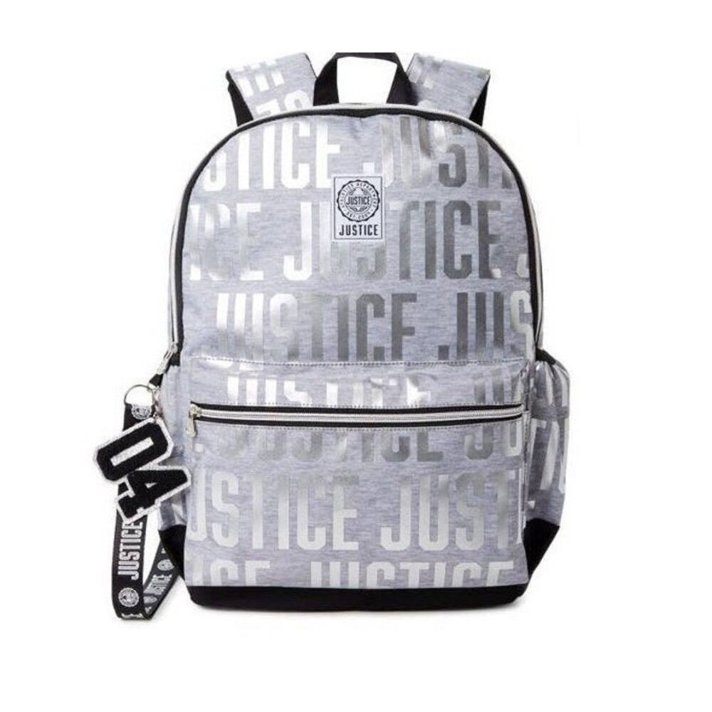 NEW Girls Justice Backpack. School Bag book bag Silver, Gray